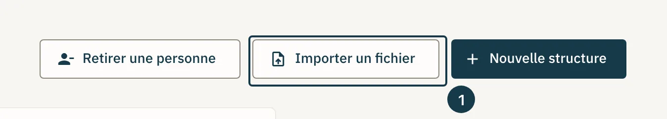 Écran « Structures » : le bouton « Importer un fichier » dans la barre d'outils